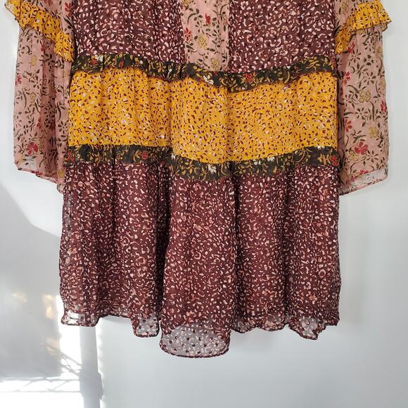 Ulla Johnson Essie Dress Tropical Print Silk Long Sleeve Mini Dress Size 2 - Picture 8 of 12